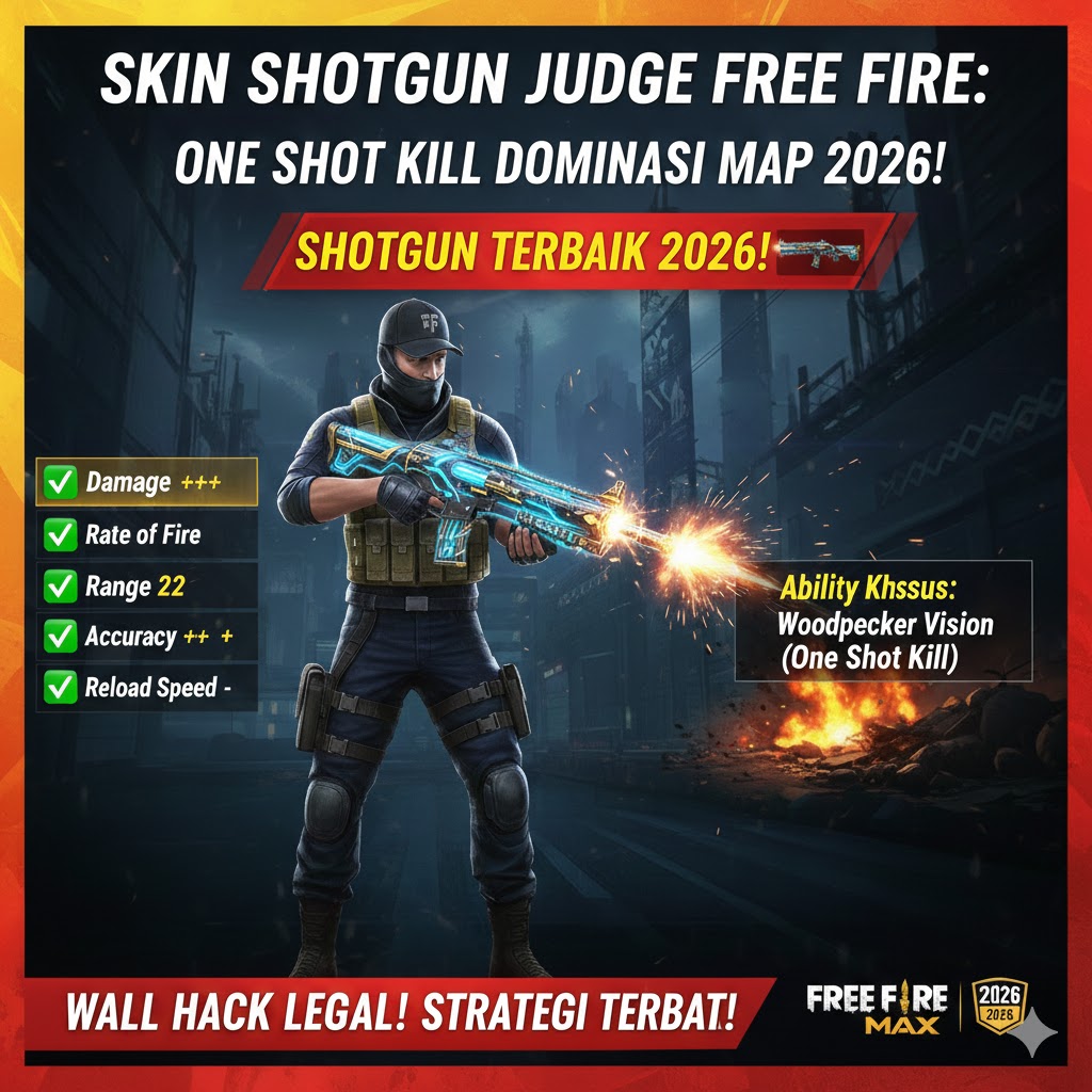 Skin Shotgun Judge Free Fire: One Shot Kill Dominasi Map 2026!